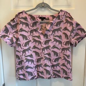 JCrew Shirt Blouse, Pink with Jaguar